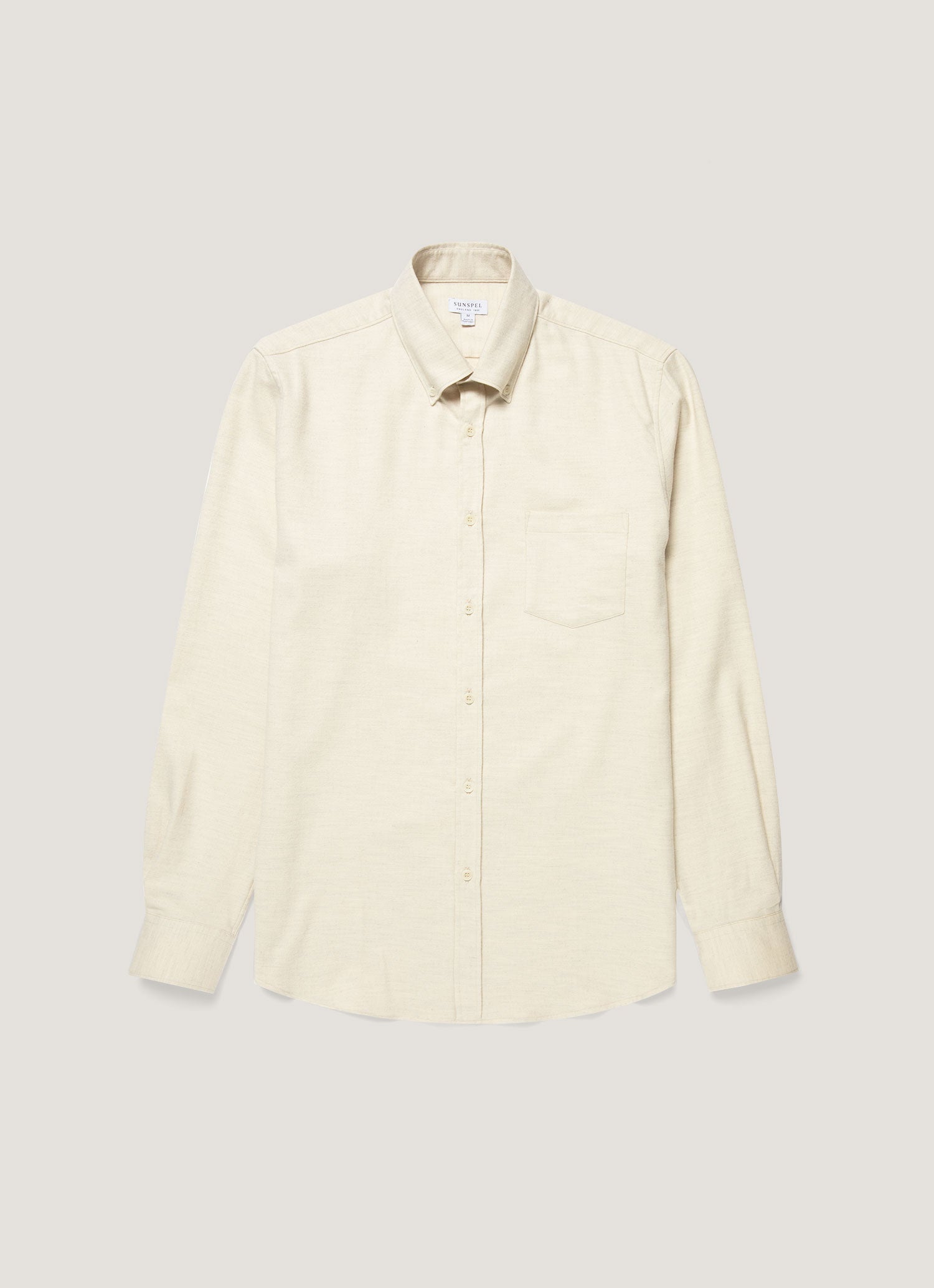 Men's Button Down Flannel Shirt in Ecru Melange