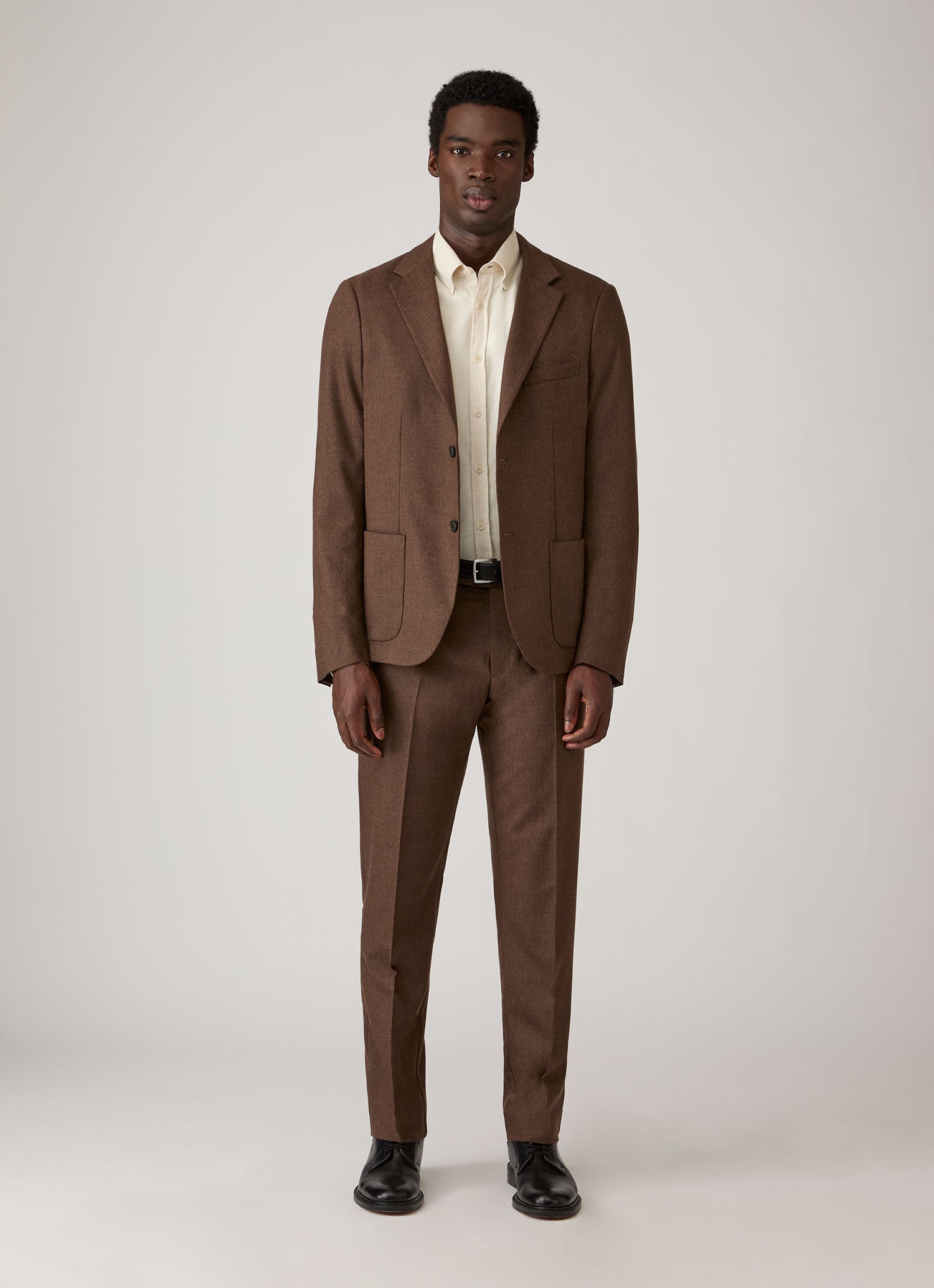 Men's Button Down Flannel Shirt in Ecru Melange