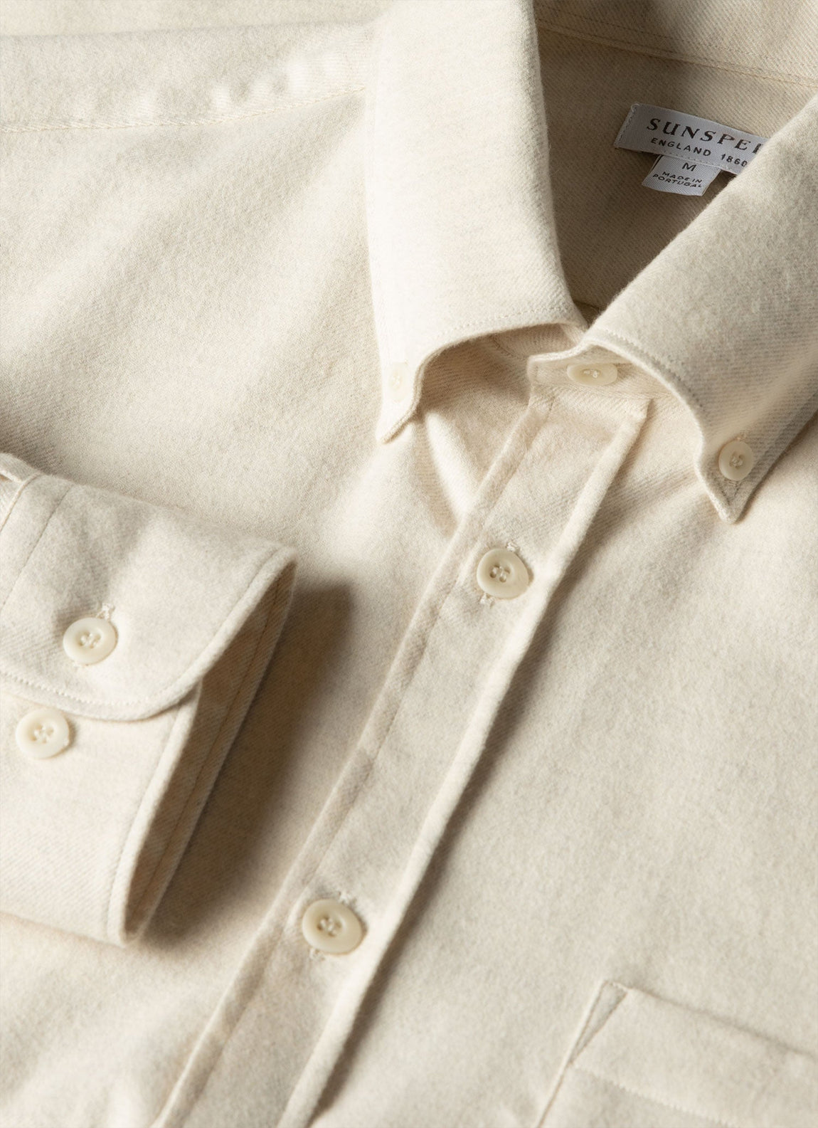 Men's Button Down Flannel Shirt in Ecru Melange