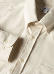 Men's Button Down Flannel Shirt in Ecru Melange
