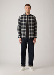 Men's Button Down Flannel Shirt in Black Melton Check