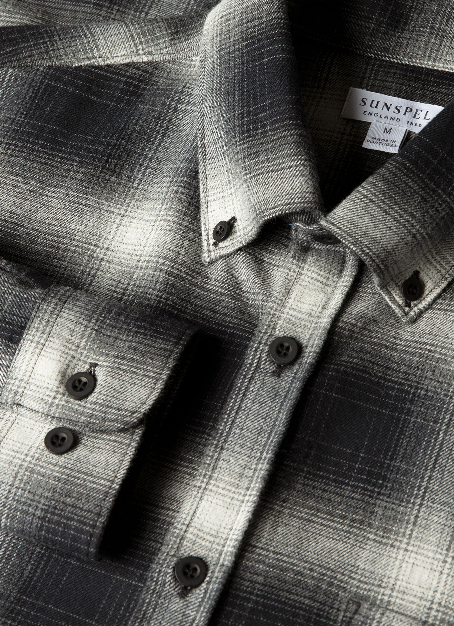 Men's Button Down Flannel Shirt in Black Melton Check