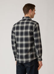 Men's Button Down Flannel Shirt in Black Melton Check
