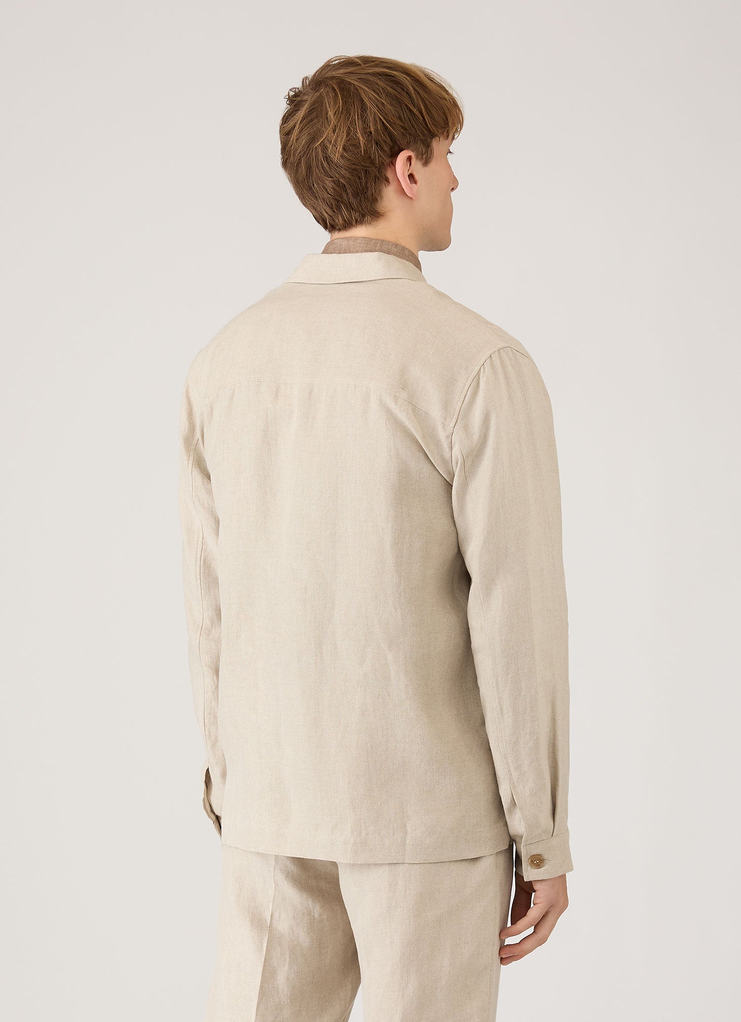 Men's Linen Overshirt in Sand