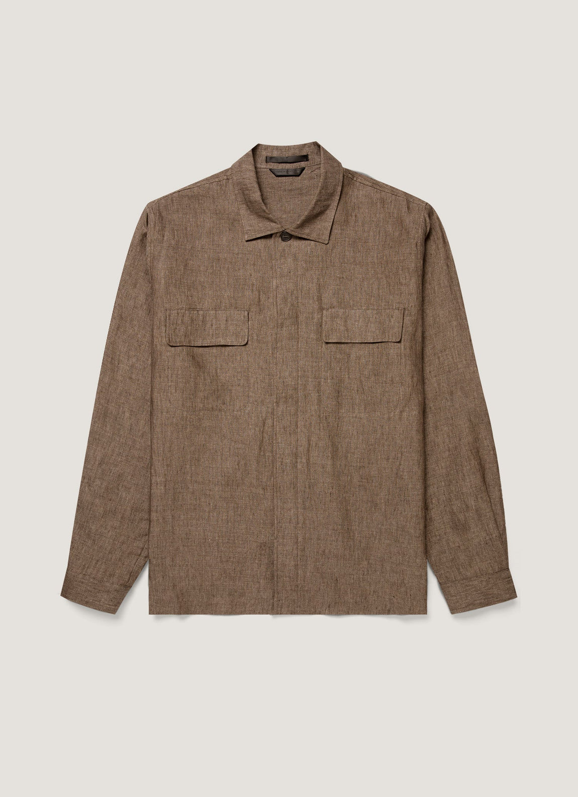 Men's Linen Overshirt in Dark Walnut