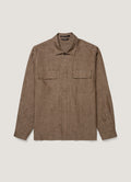 Men's Linen Overshirt in Dark Walnut