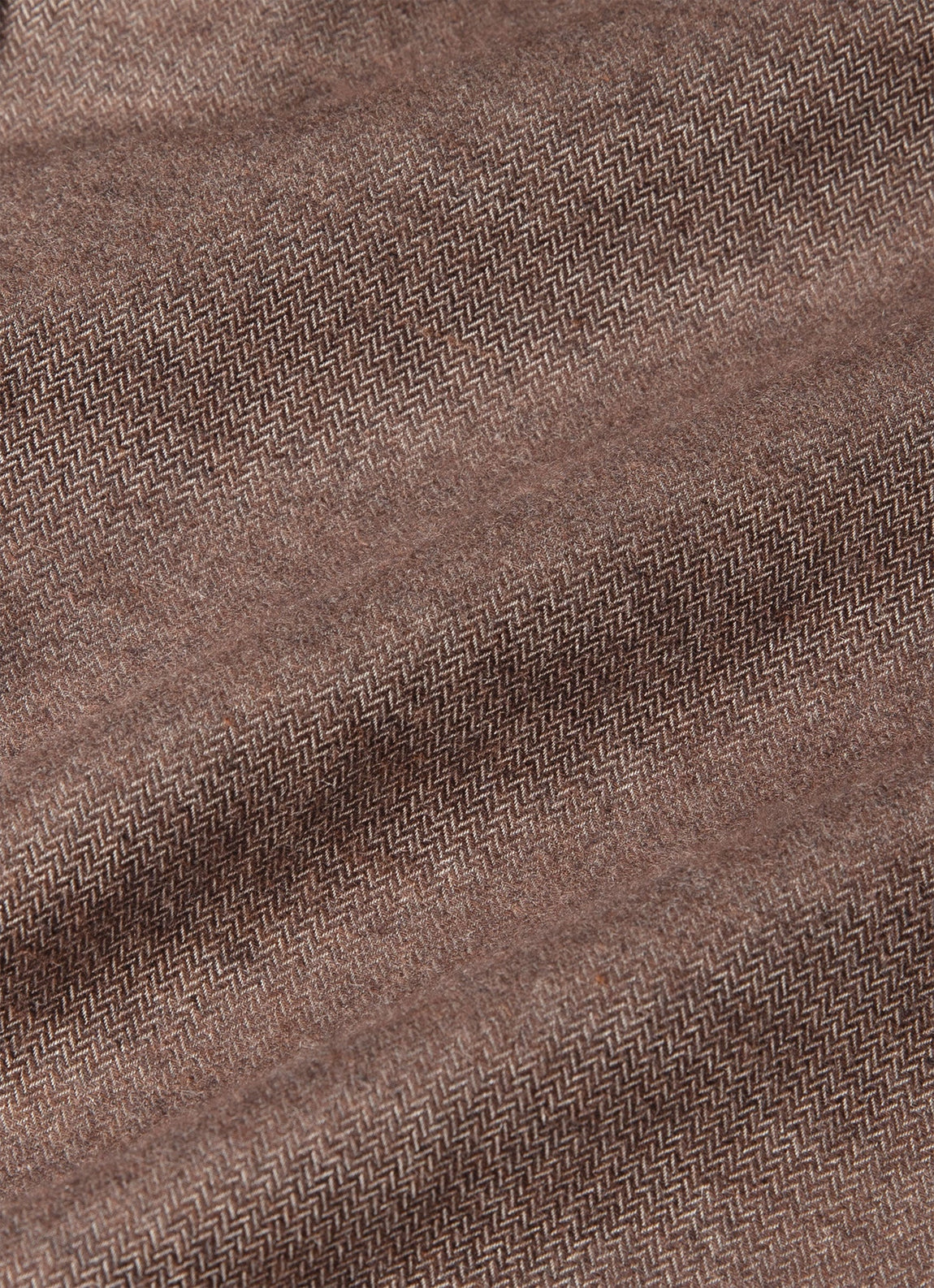 Men's Cotton Cashmere Herringbone Shirt in Chestnut Melange