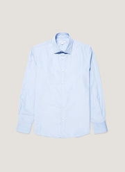 Men's Cotton Poplin Shirt in Mid Blue Bengal Stripe
