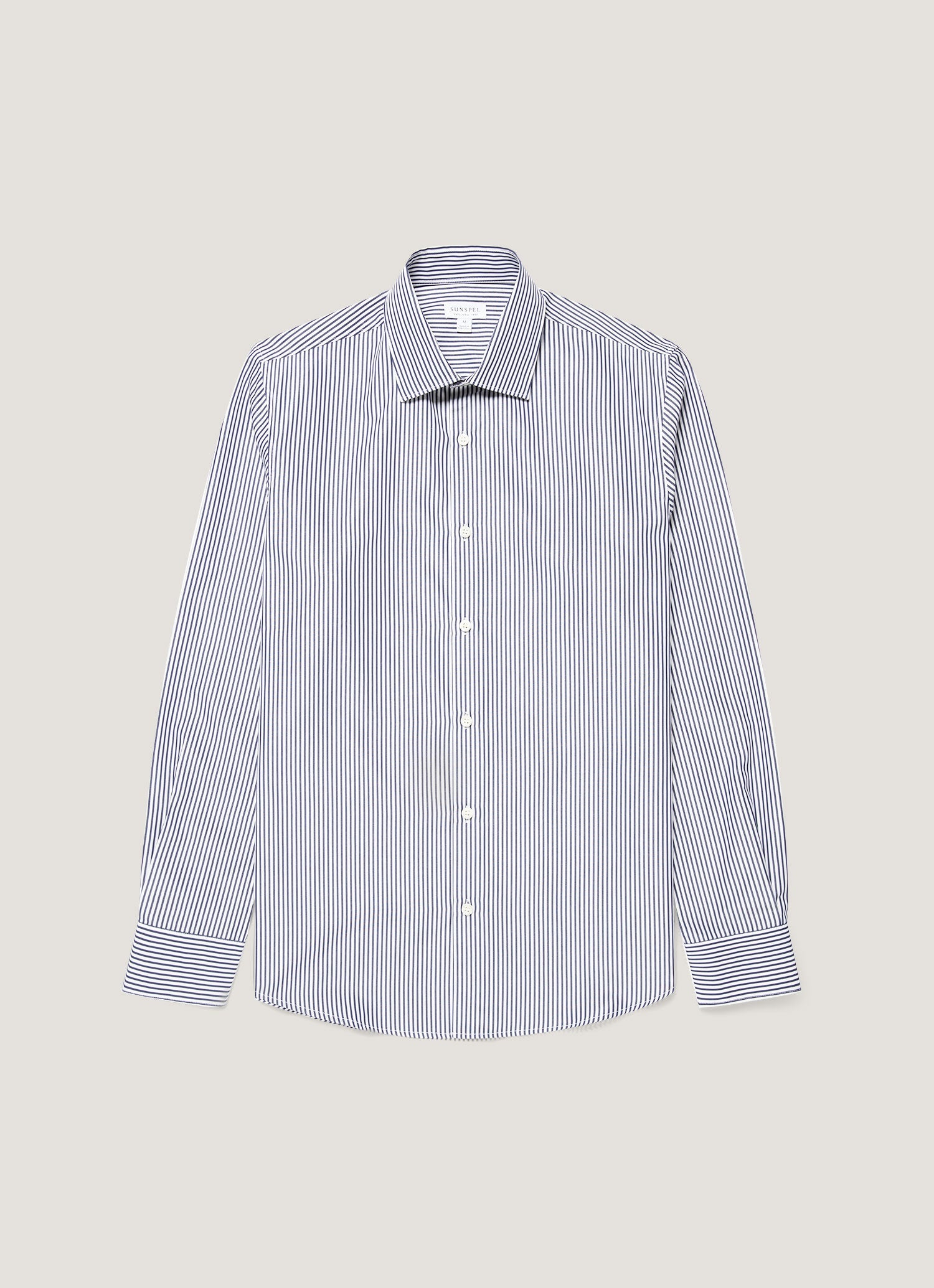 Men's Cotton Poplin Shirt in Navy Bengal Stripe