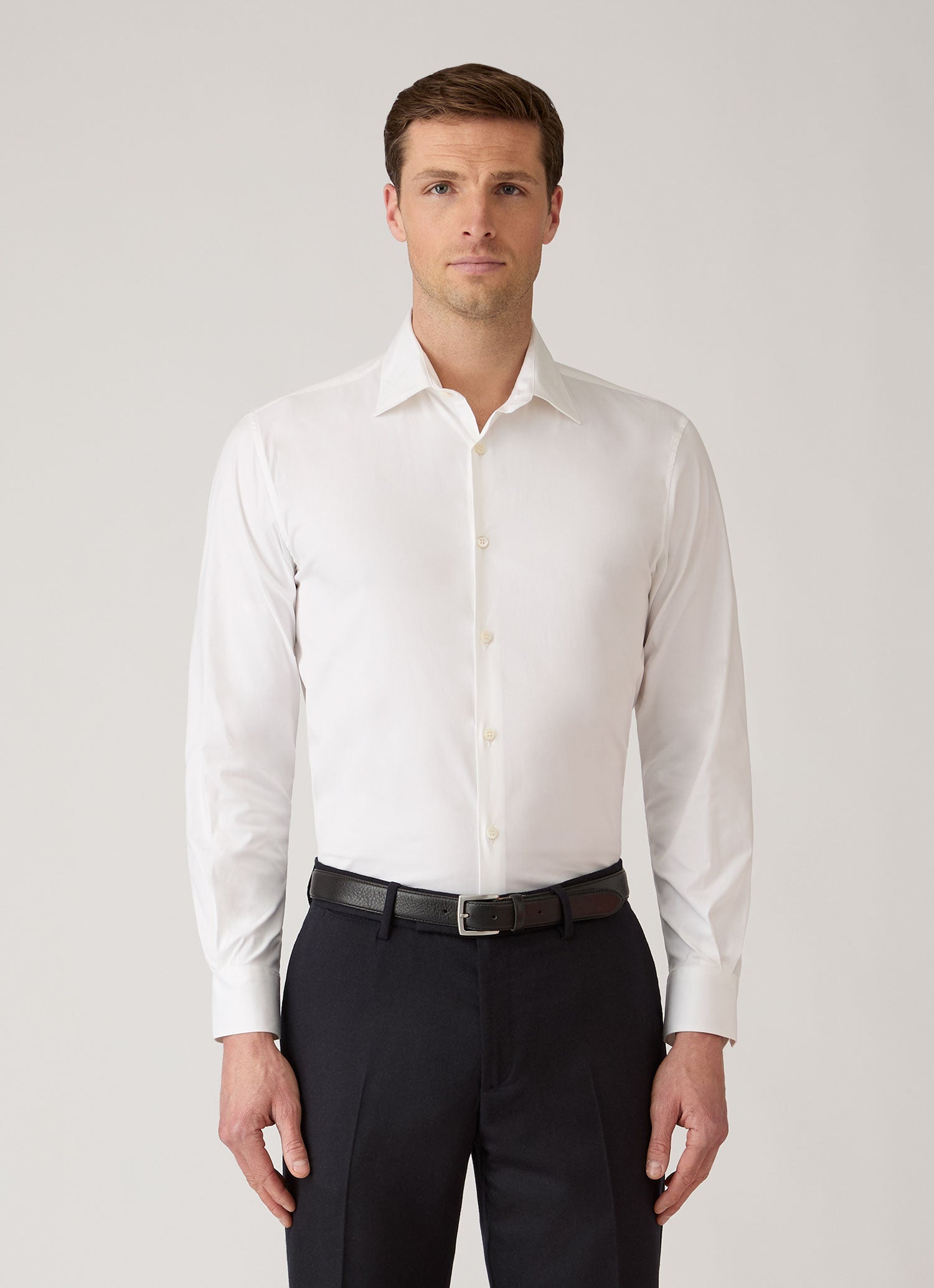 Men's Stretch Cotton Poplin Shirt in White