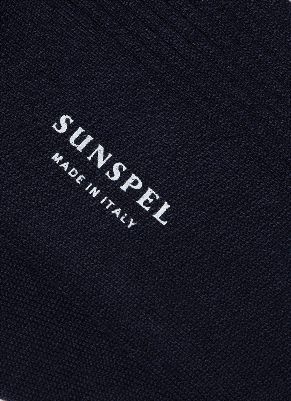 Men's Cotton Ribbed Socks in Navy