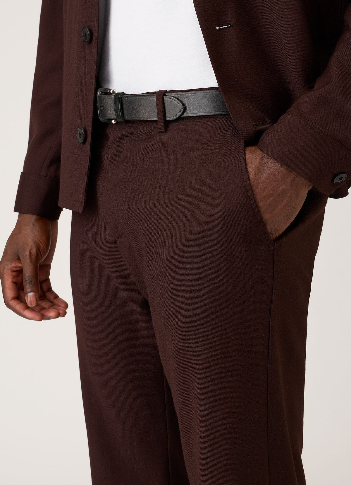 Men's Wool Twill Trouser in Dark Chocolate