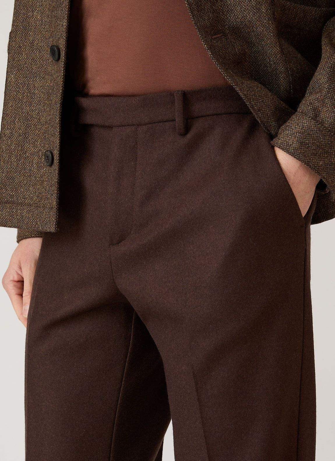 Men's Boiled Wool Trouser in Truffle