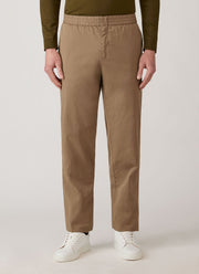 Men's Cotton Drawstring Trousers in Dark Stone