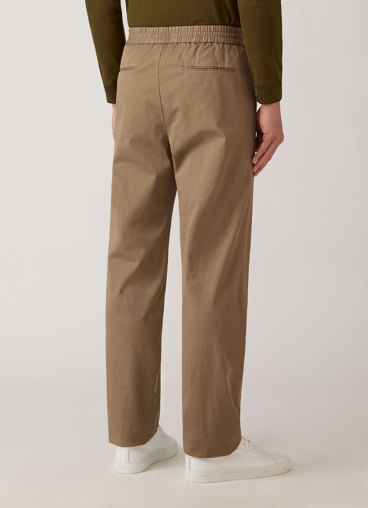 Men's Cotton Drawstring Trousers in Dark Stone