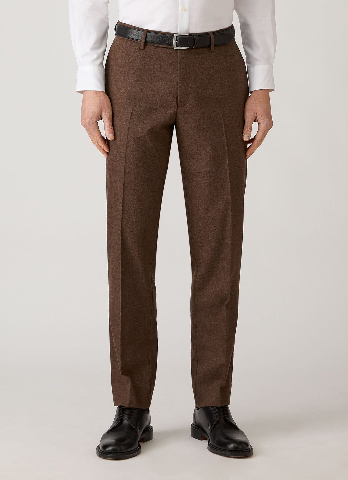 Men's Wool Cashmere Flannel Trouser in Light Brown Melange