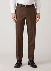 Men's Wool Cashmere Flannel Trouser in Light Brown Melange