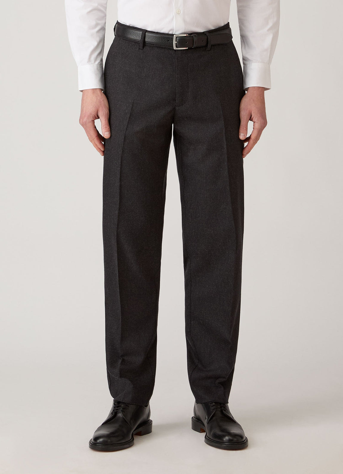 Men's Wool Cashmere Flannel Trouser in Charcoal Melange