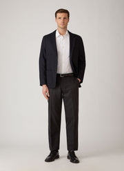 Men's Wool Cashmere Flannel Trouser in Charcoal Melange