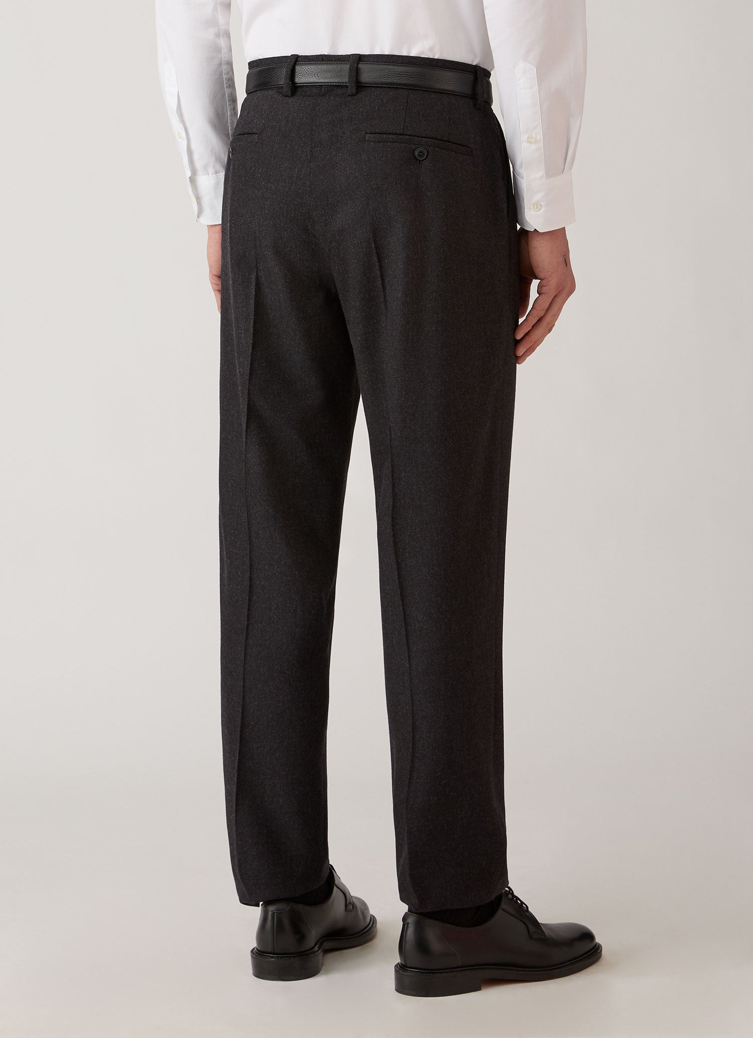 Men's Wool Cashmere Flannel Trouser in Charcoal Melange