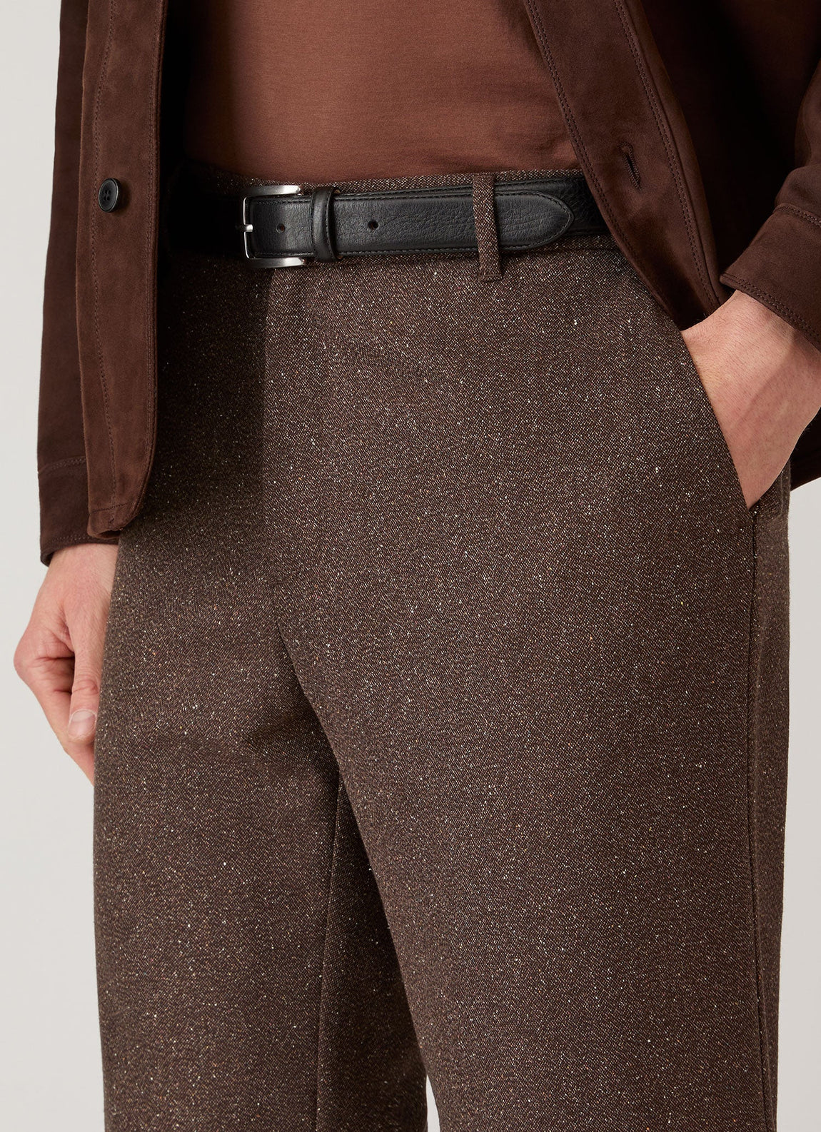 Men's Donegal Tweed Trouser in Dark Brown Melange