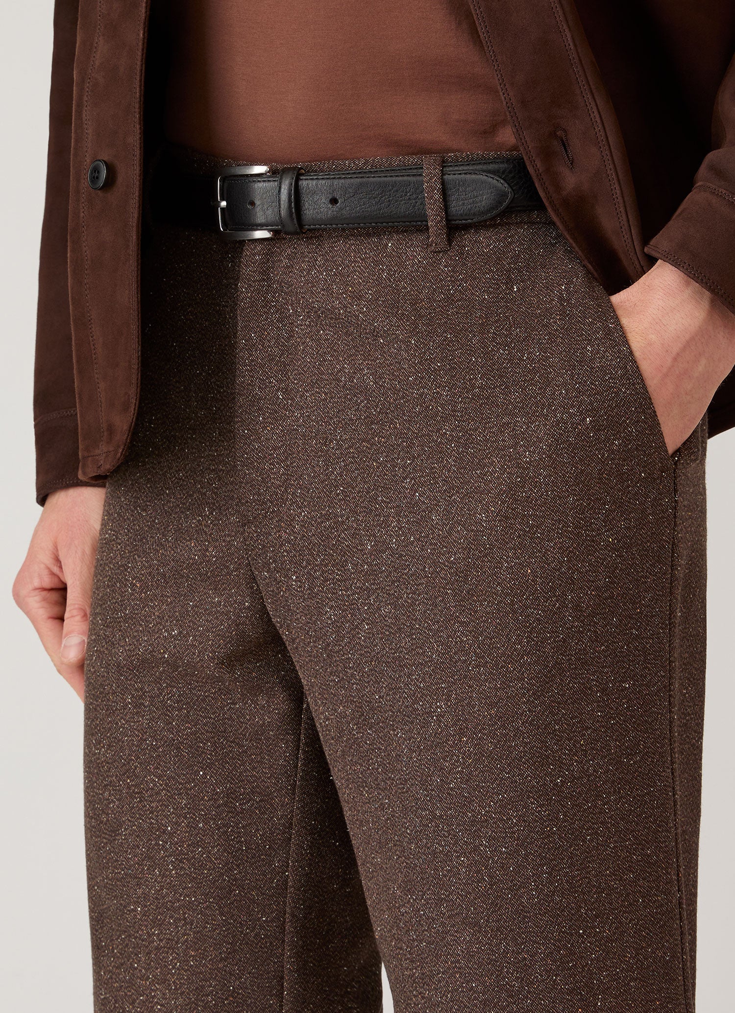Men's Donegal Tweed Trouser in Dark Brown Melange