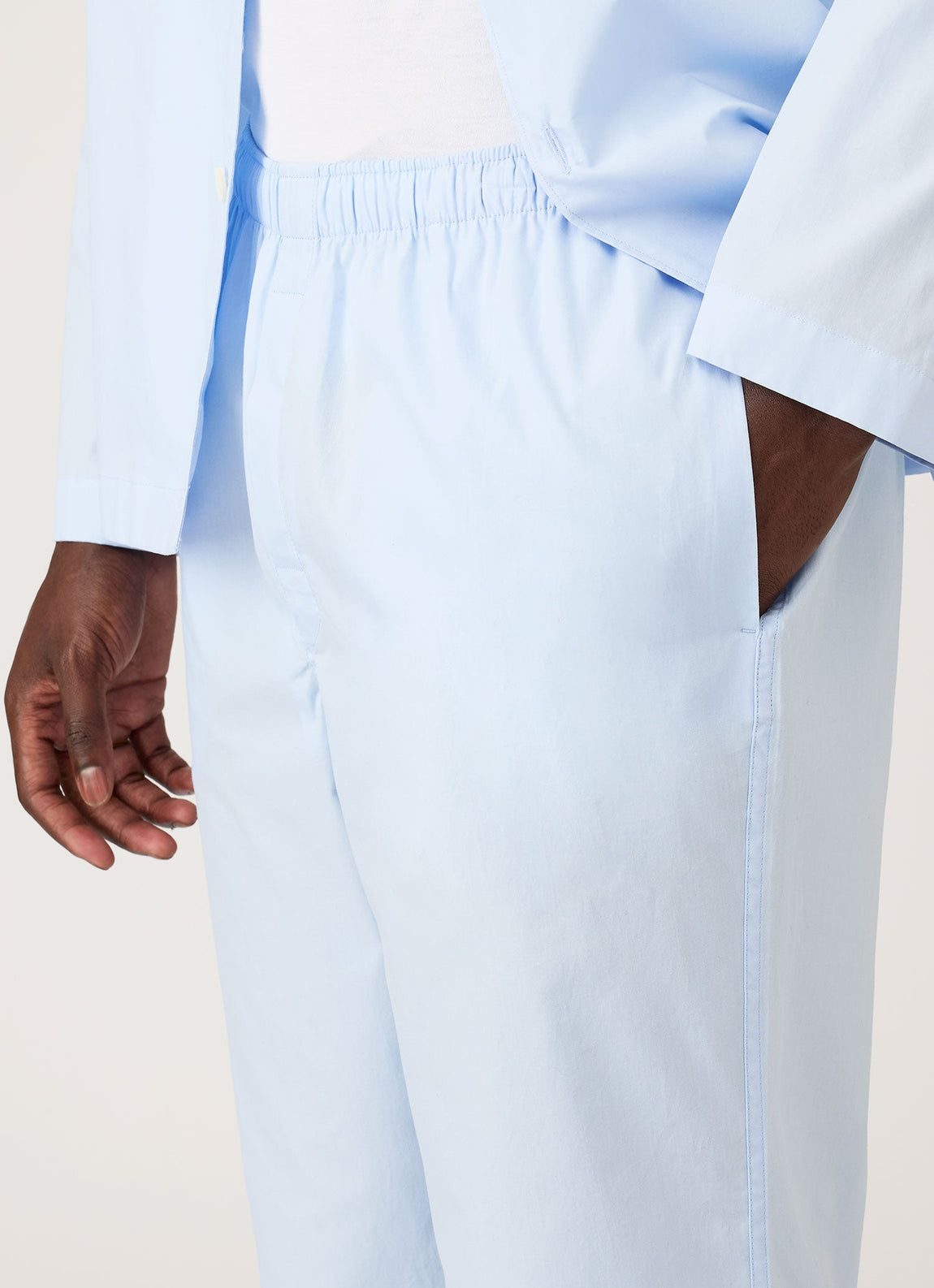 Men's Cotton Poplin Pyjama Trouser in Light Blue