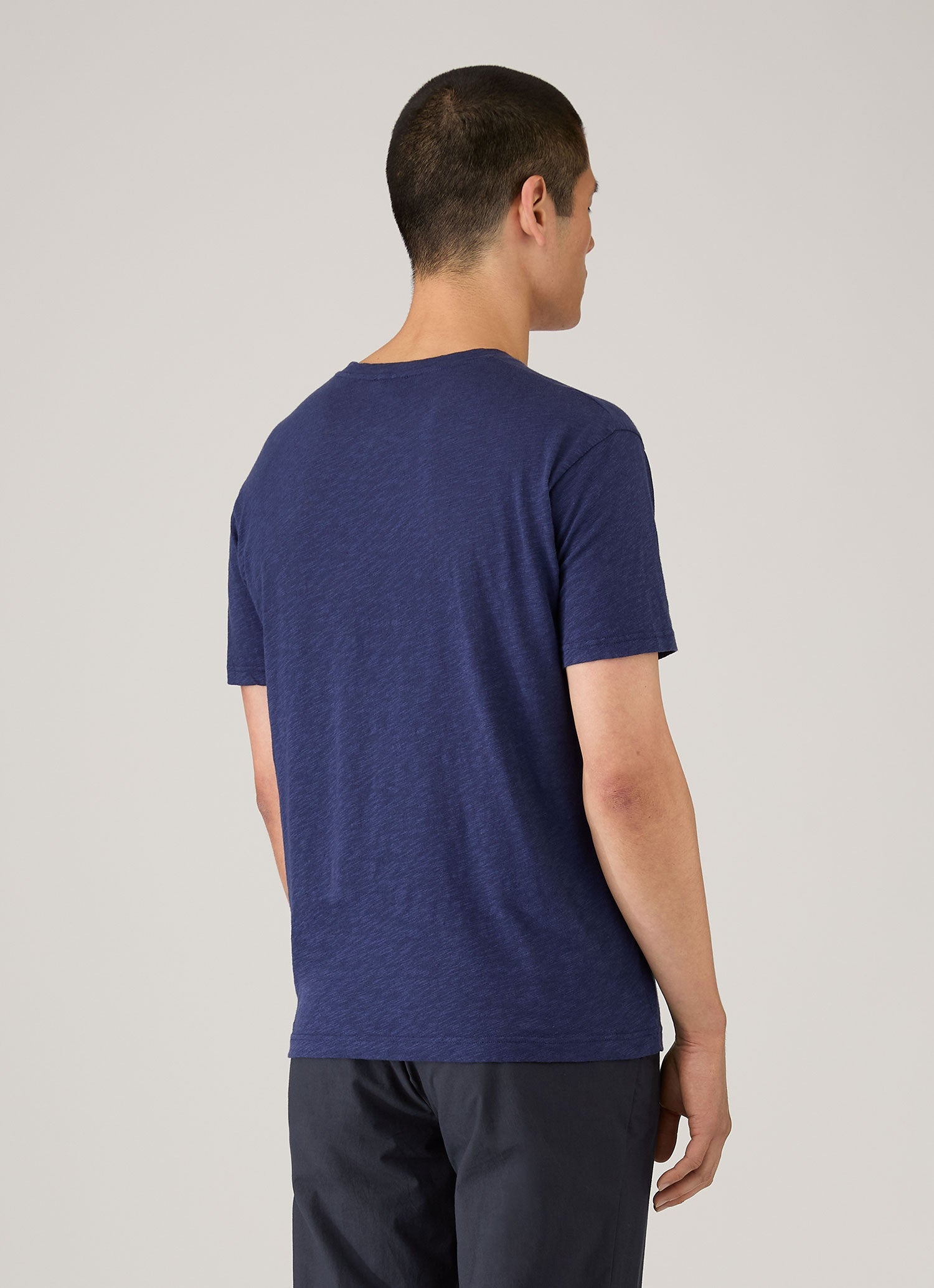 Men's Cotton Linen T-shirt in Ink Blue