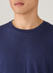 Men's Cotton Linen T-shirt in Ink Blue