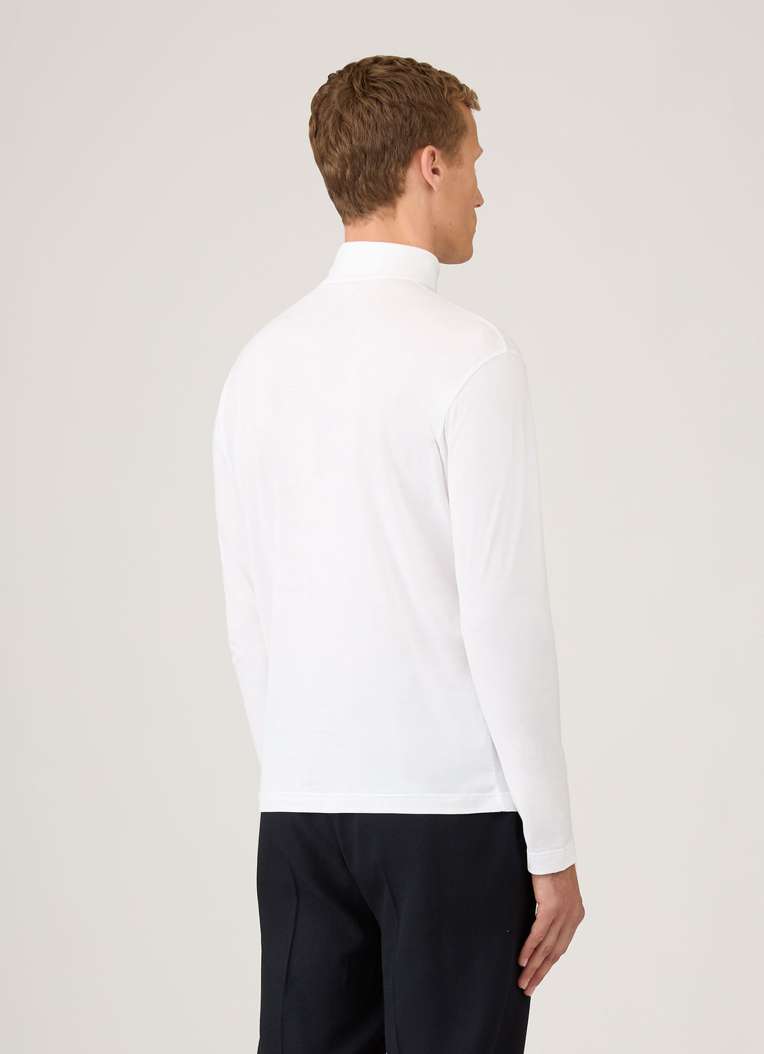 Men's Long Sleeve Roll Neck in White