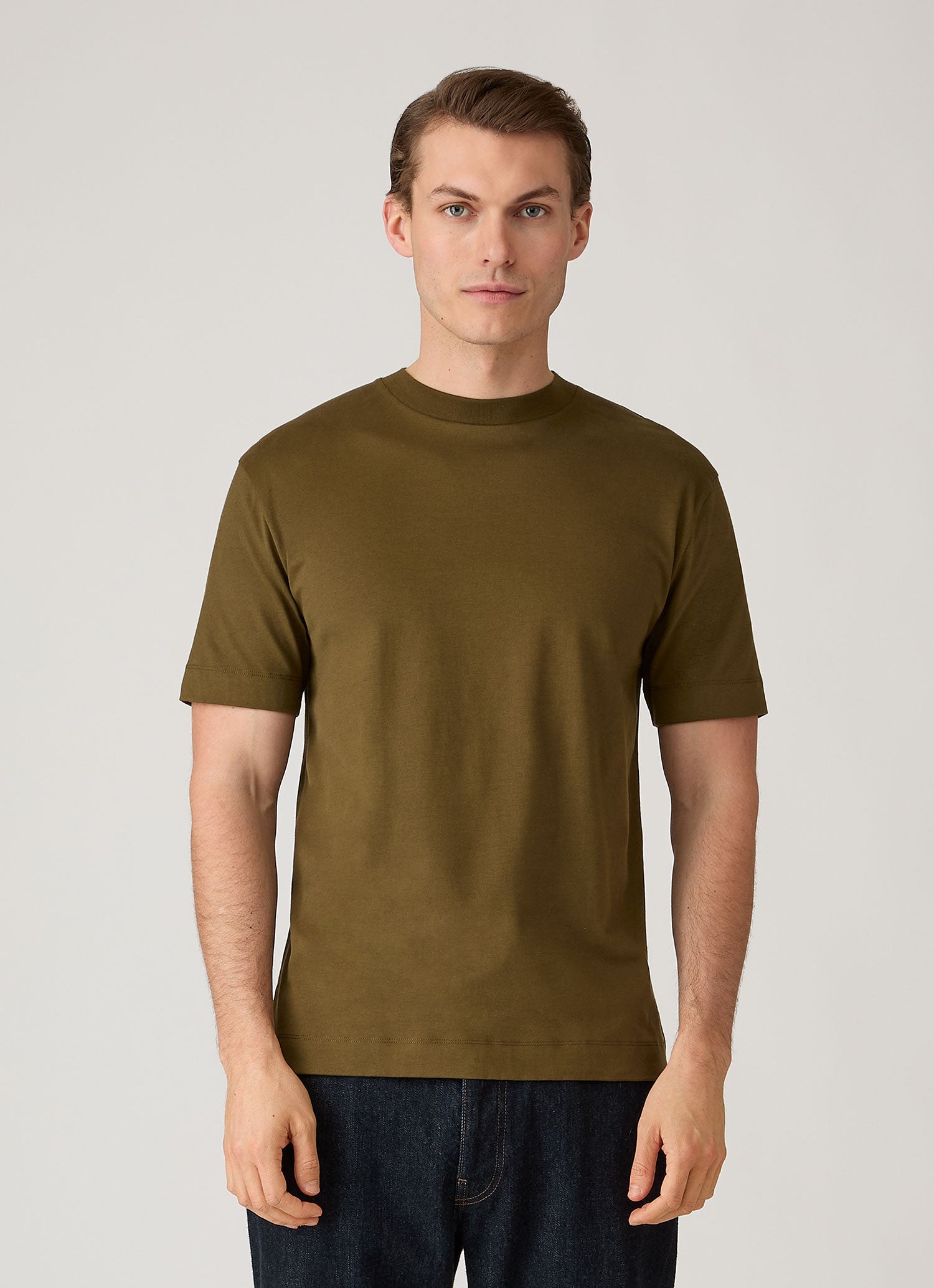 Men's Brushed Cotton T-shirt in Loden Green