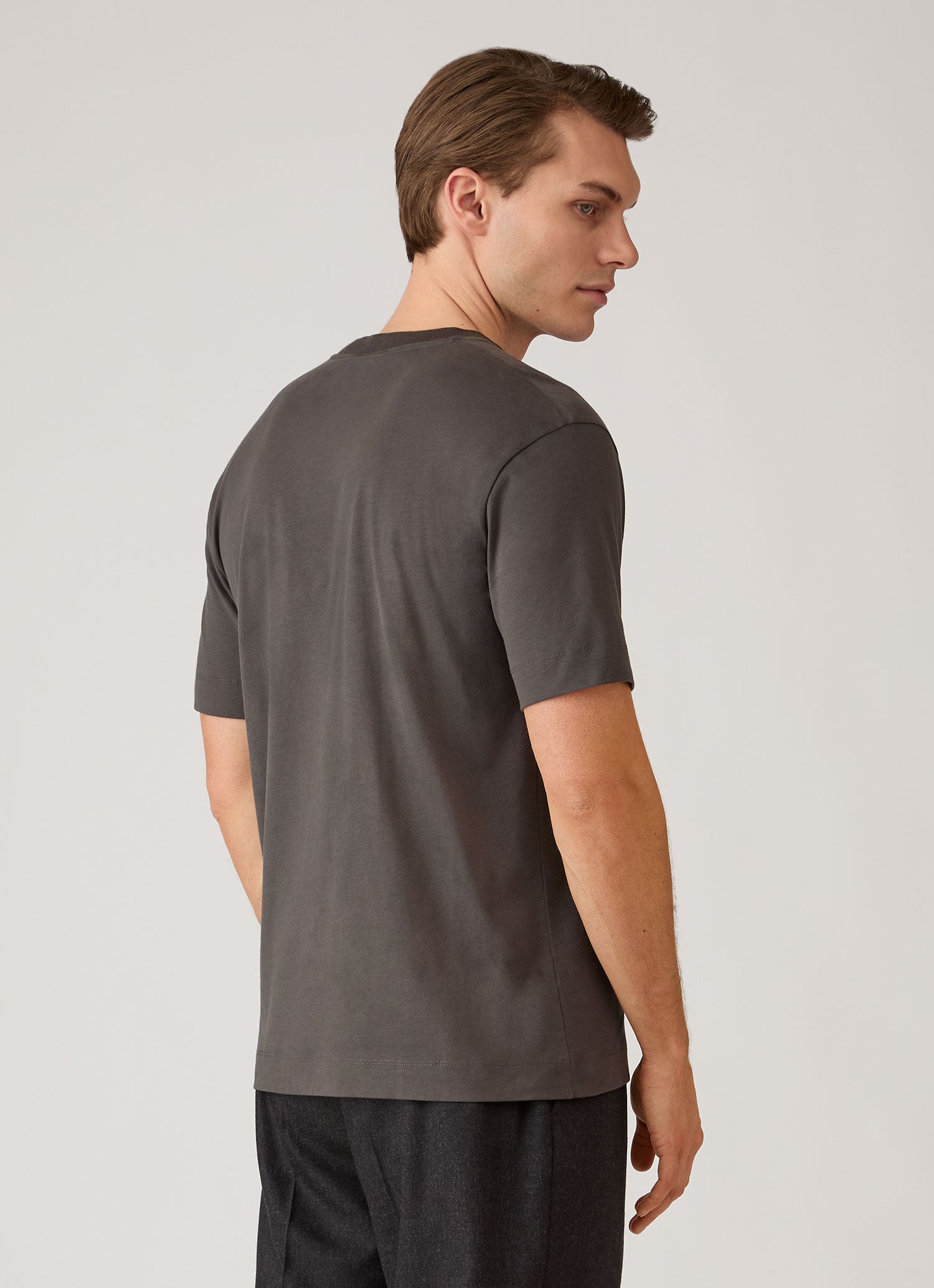 Men's Brushed Cotton T-shirt in Anthracite