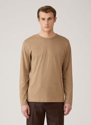 Men's Long Sleeve Heavyweight Classic T-shirt in Dark Beige