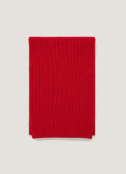Men's Cashmere Ribbed Scarf in Ruby Red