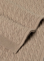 Men's Cashmere Cable Scarf in Mink