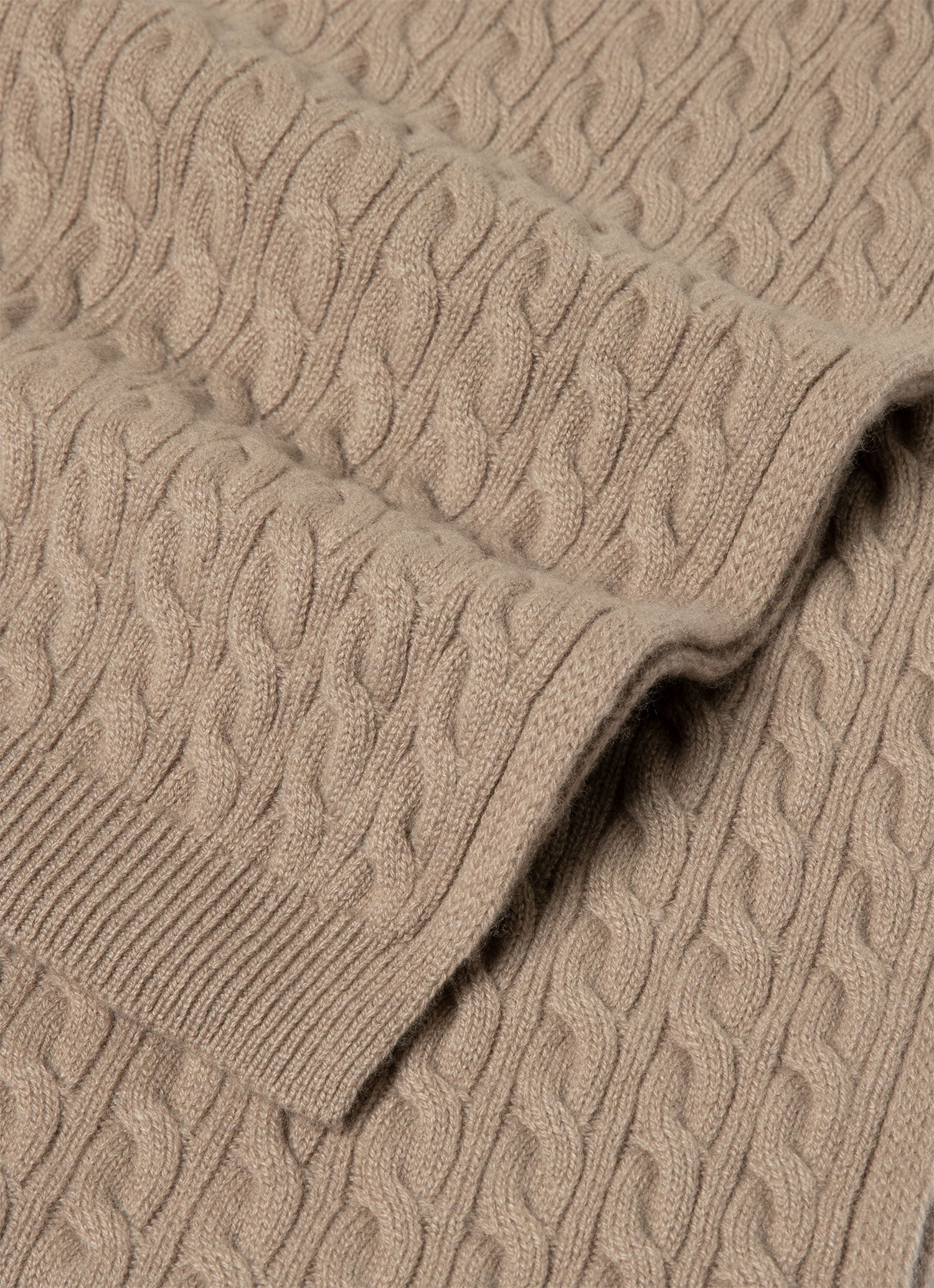 Men's Cashmere Cable Scarf in Mink