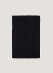 Men's Cashmere Cable Scarf in Navy