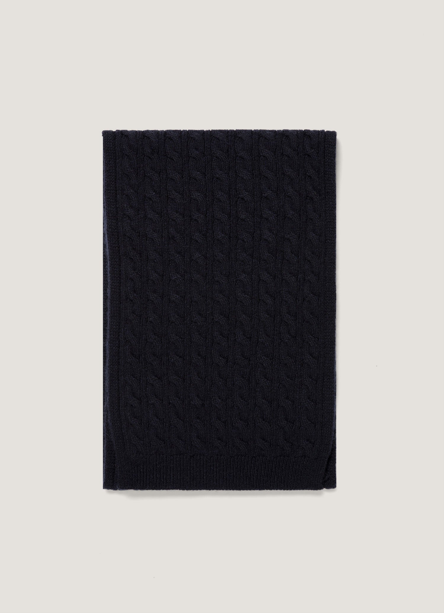 Men's Cashmere Cable Scarf in Navy
