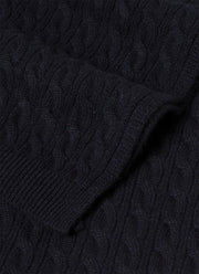 Men's Cashmere Cable Scarf in Navy
