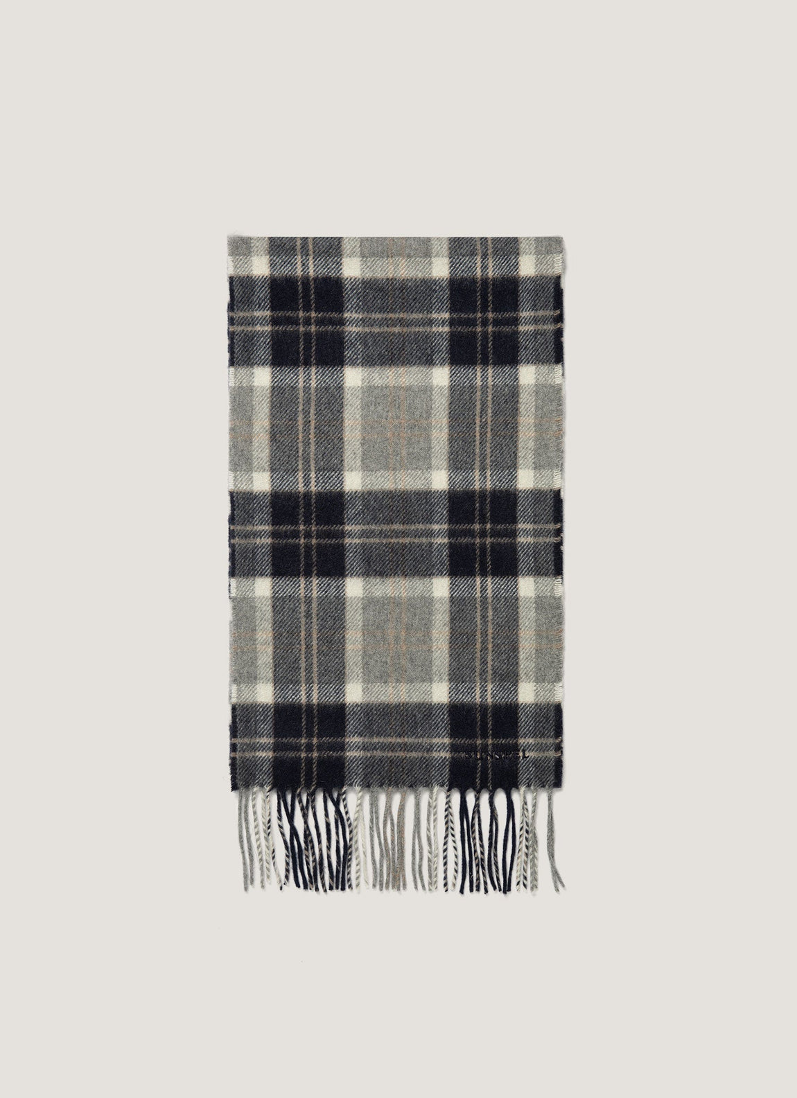 Men's Cashmere Scarf in Navy Check