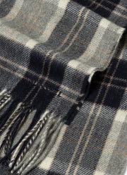 Men's Cashmere Scarf in Navy Check