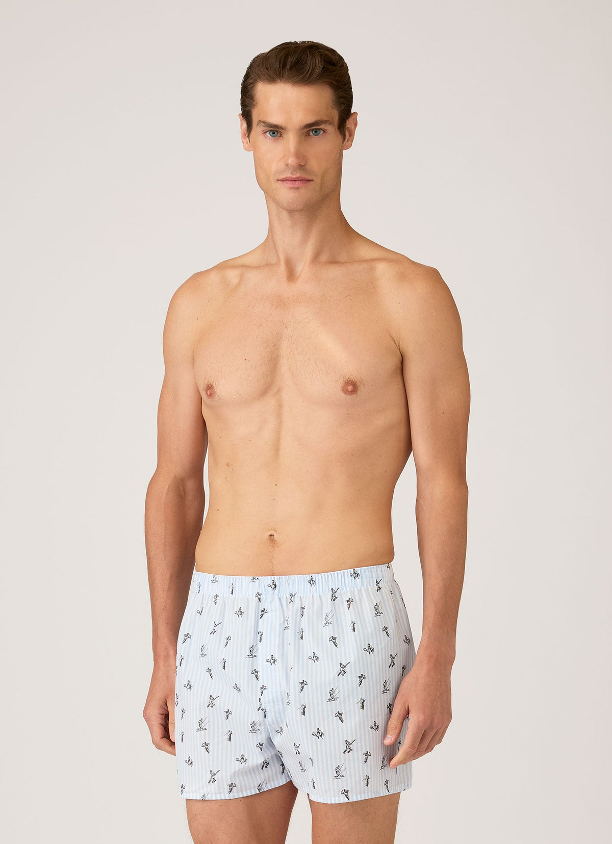 Men's Classic Boxer Short in White/Blue Sports Print