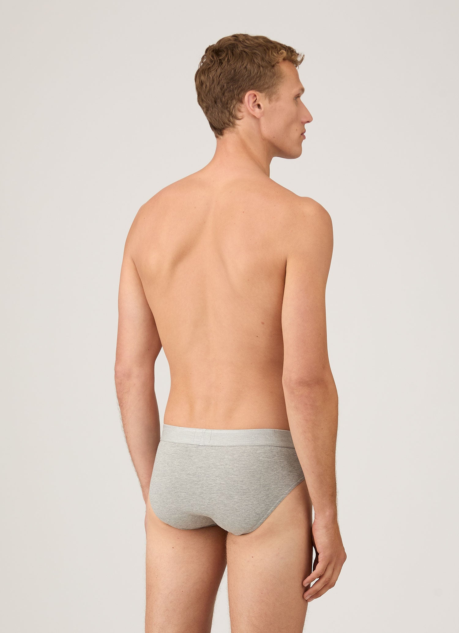 Men's Stretch Cotton Briefs in Grey Melange