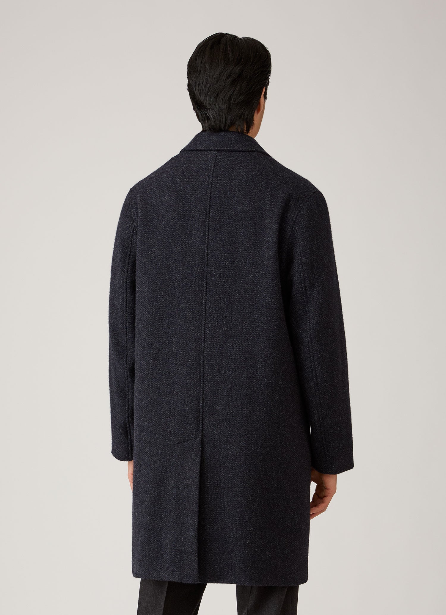 Men's Tweed Overcoat in Navy Tweed