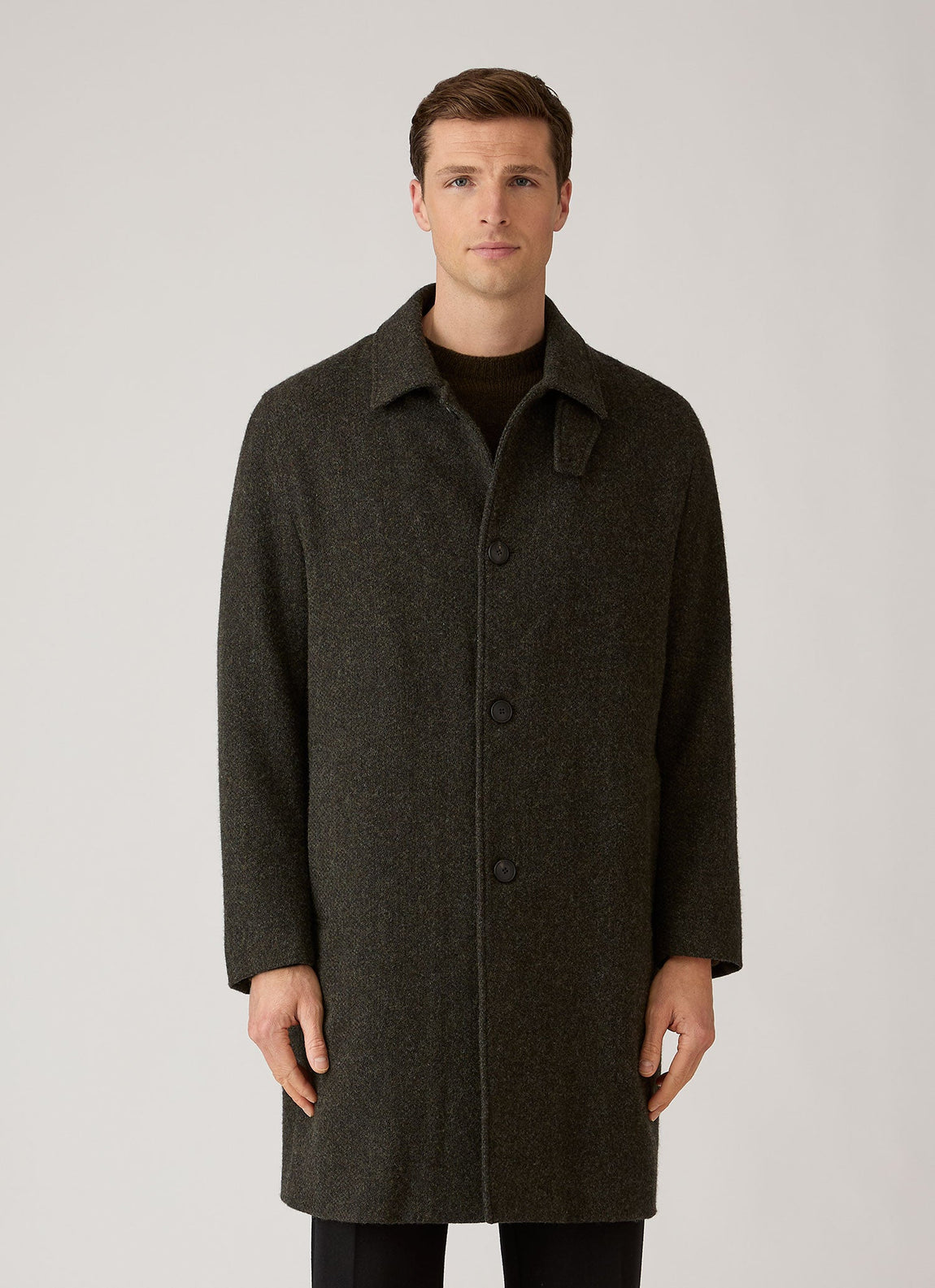Men's Tweed Overcoat in Loden Green