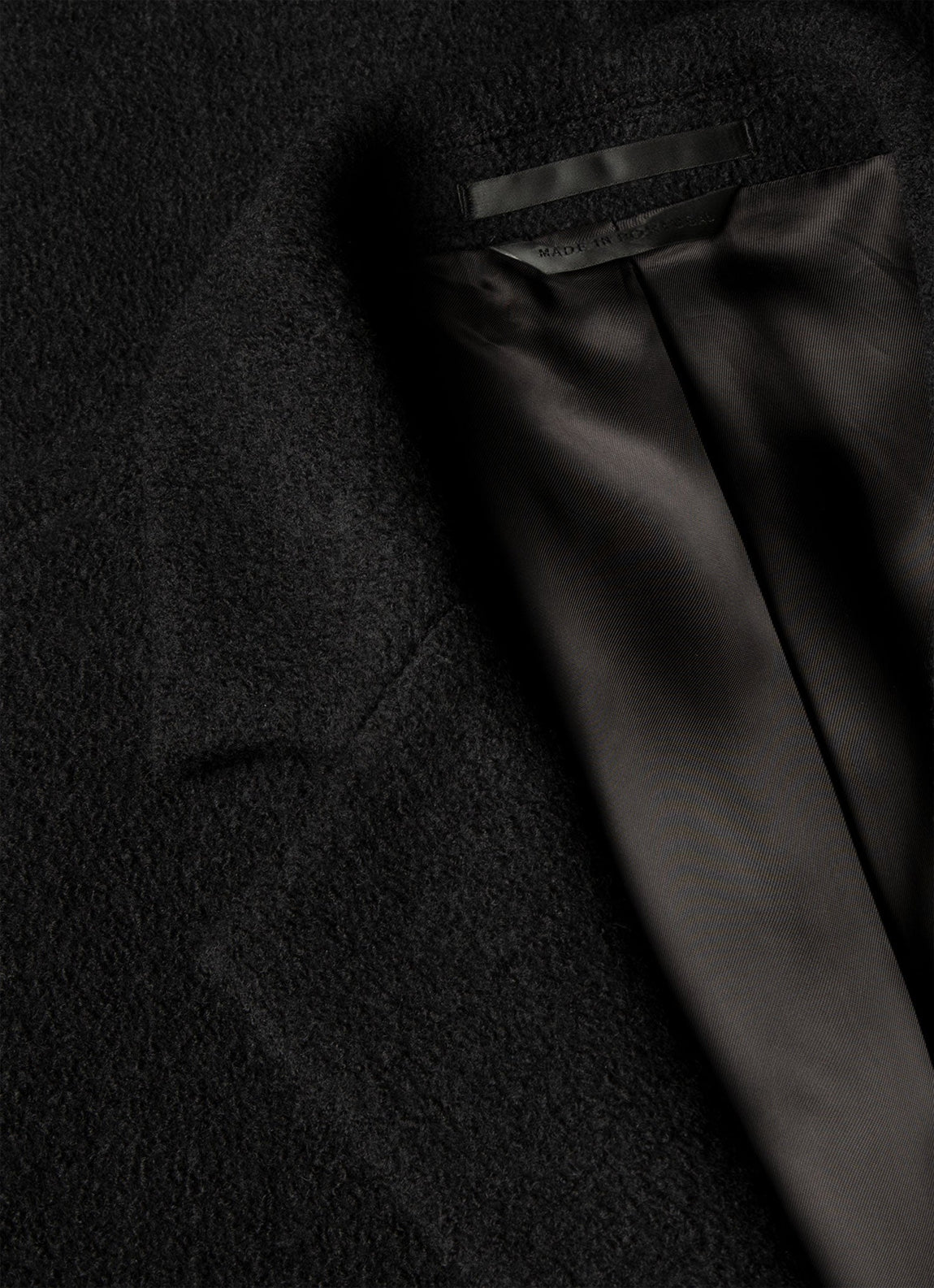 Men's Heavy Boiled Wool Jersey Overcoat in Black