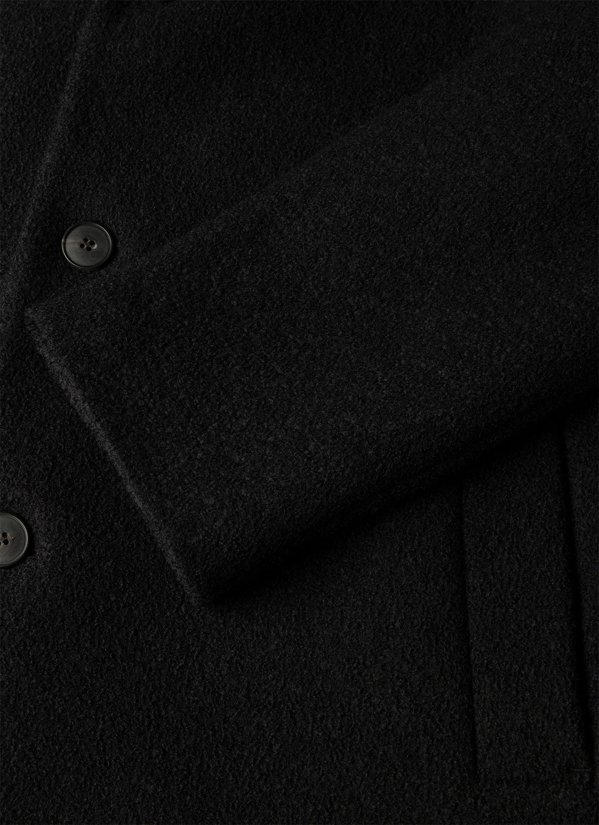 Men's Heavy Boiled Wool Jersey Overcoat in Black