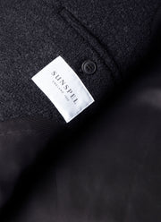 Men's Heavy Boiled Wool Jersey Overcoat in Navy