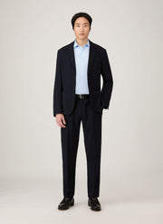 Men's Textured Wool Blazer in Navy