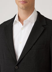Men's Textured Wool Blazer in Dark Charcoal Melange